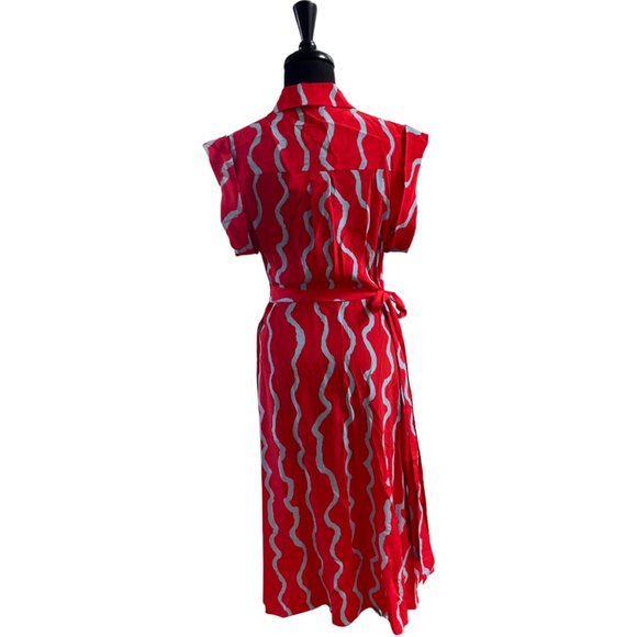 NWT Diane Von Furstenberg Red 100% Silk Wrap Midi Dress Size 10 - Picture 5 of 13